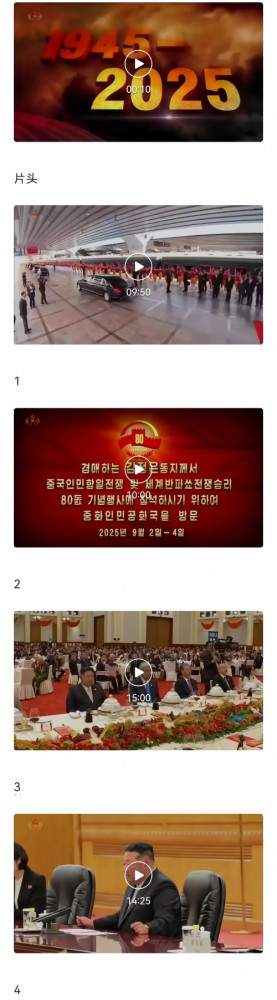 纪录片《金正恩出席纪念中国人民抗日战争暨世界反法西斯战争胜利８０周年活动》