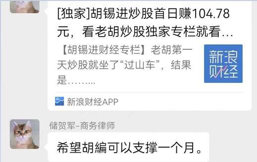 陈曾明：胡锡进进股市，只会让股市再臭一回