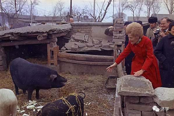 尼克松总统夫人在人民公社的猪圈里干啥？