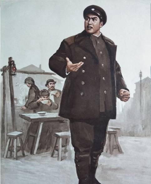 水粉画：革命现代京剧《红灯记》