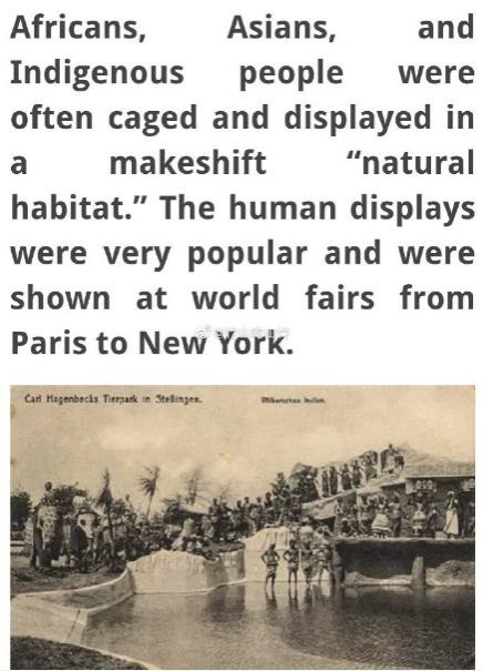 在欧美各国都流行举办和参观“人类动物园”，异常火爆