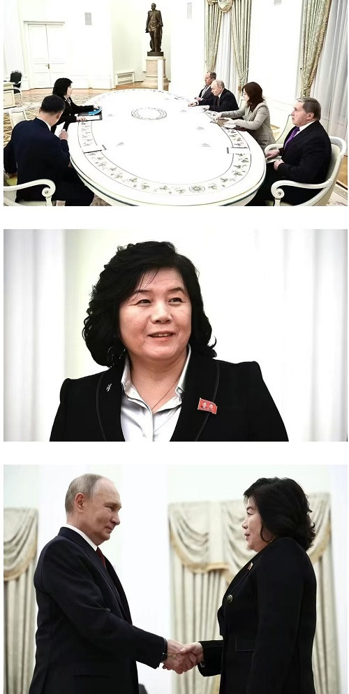 普京在克里姆林宫会见朝鲜外务相崔善姬