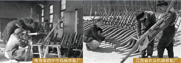 国营拖拉机站和国营机械化农场，使农机工业体系初步形成