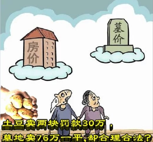 土豆卖两块罚款30万，墓地卖76万一平，却合理合法？