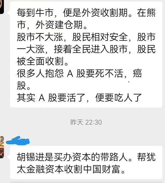 陈曾明：胡锡进进股市，只会让股市再臭一回
