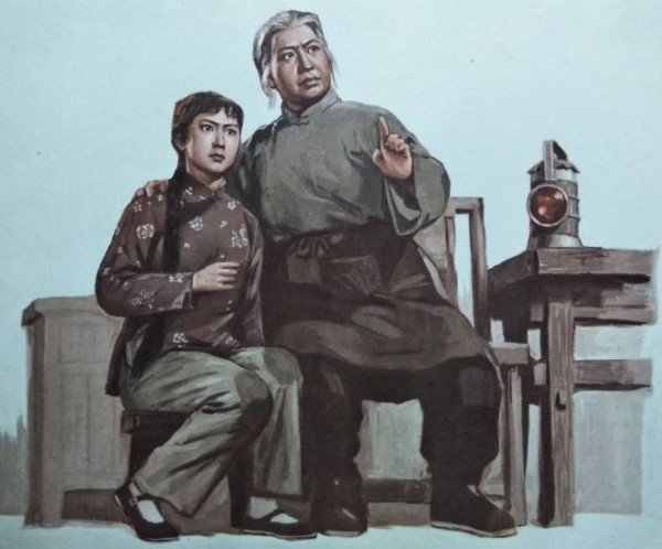 水粉画：革命现代京剧《红灯记》