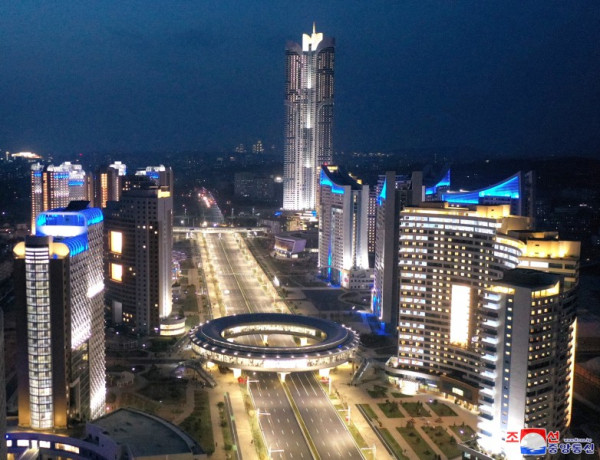 朝鲜首都平壤的夜景日新月异