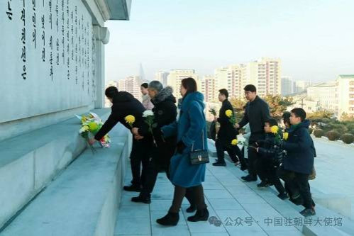 中国驻朝鲜使馆参谒中朝友谊塔