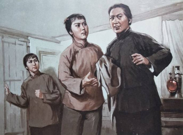 水粉画：革命现代京剧《红灯记》