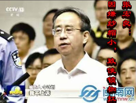张宏良：因嫌纱帽小，致使锁枷扛